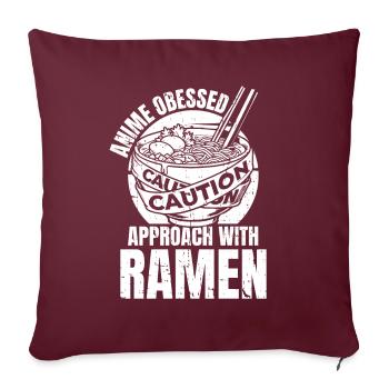 Bol de Ramen Manga Anime - Housse de coussin décorative 45 x 45 cm - bordeaux - Devant