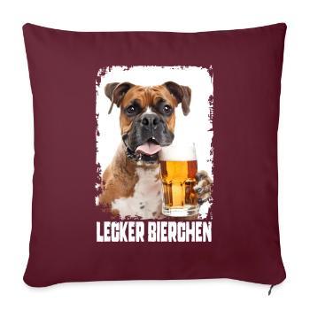 Boxer à la bière délicieuse - Housse de coussin décorative 45 x 45 cm - bordeaux - Devant