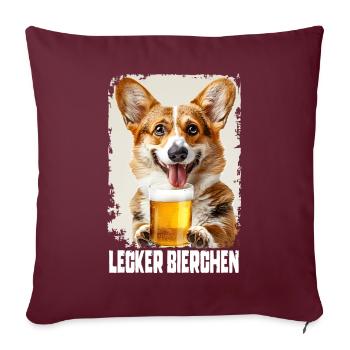 Corgi à la bière délicieuse - Housse de coussin décorative 45 x 45 cm - bordeaux - Devant