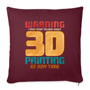 Impression 3D - Housse de coussin décorative 45 x 45 cm - bordeaux - Devant