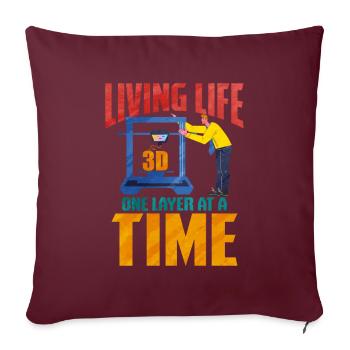 Impression 3D - Housse de coussin décorative 45 x 45 cm - bordeaux - Devant