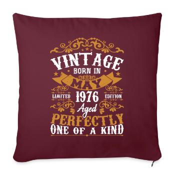 Mai 1976 Anniversaire May 1976 Cadeau Mai 1976 - Housse de coussin décorative 45 x 45 cm - bordeaux - Devant
