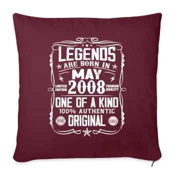Né en Mai 2008 Cadeau D'anniversaire 2008 Vintage - Housse de coussin décorative 45 x 45 cm - bordeaux - Devant