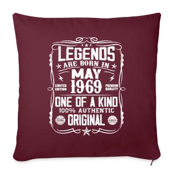 Né en Mai 1969 Cadeau D'anniversaire 1969 Vintage - Housse de coussin décorative 45 x 45 cm - bordeaux - Devant