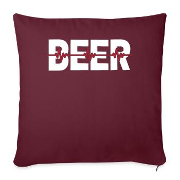 Beer Beer Lover Ekg Heartbeat - Housse de coussin décorative 45 x 45 cm - bordeaux - Devant