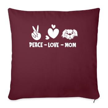 Pékinois Paix Amour Chien Maman - Housse de coussin décorative 45 x 45 cm - bordeaux - Devant