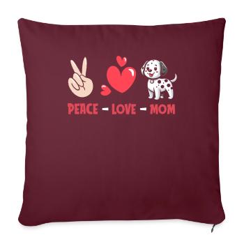 Dalmatien Paix Amour Chien Maman - Housse de coussin décorative 45 x 45 cm - bordeaux - Devant