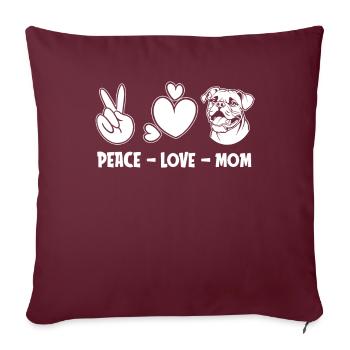 Boxer Chien Allemand Boxer Paix Amour Chien Maman - Housse de coussin décorative 45 x 45 cm - bordeaux - Devant