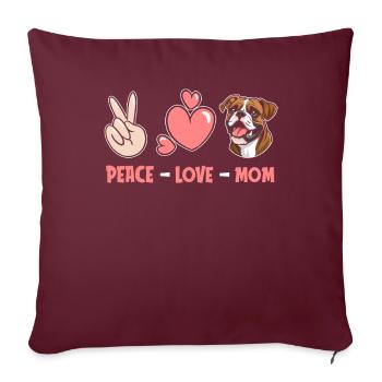 Boxer Chien Allemand Boxer Paix Amour Chien Maman - Housse de coussin décorative 45 x 45 cm - bordeaux - Devant