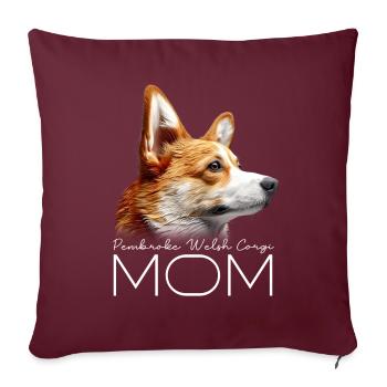 Pembroke Welsh Corgi maman - Housse de coussin décorative 45 x 45 cm - bordeaux - Devant