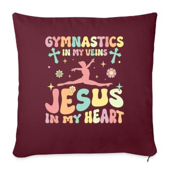 Gymnastique dans les veines Jésus dans mon coeur Groovy T - Housse de coussin décorative 45 x 45 cm - bordeaux - Devant