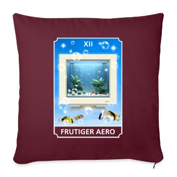 Frutiger Aero Aesthetic Tech Computer Aquarium - Sofakissenbezug 45 x 45 cm - Burgunderrot - Vorne