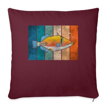Humuhumunukunukuapua’a Pousseur de récif hawaïen - Housse de coussin décorative 45 x 45 cm - bordeaux - Devant
