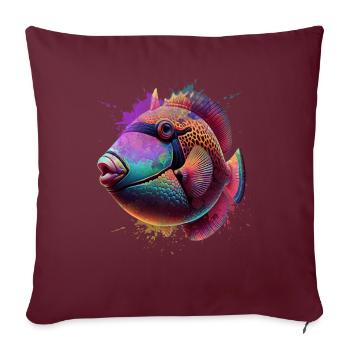 Humuhumunukunukuapua’a Pousseur de récif hawaïen - Housse de coussin décorative 45 x 45 cm - bordeaux - Devant