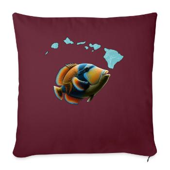 Humuhumunukunukuapua’a Pousseur de récif hawaïen - Housse de coussin décorative 45 x 45 cm - bordeaux - Devant