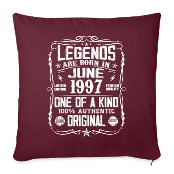 Vintage 1997 Juin 1997 Rétro Juin cadeau cool 1997 - Housse de coussin décorative 45 x 45 cm - bordeaux - Devant