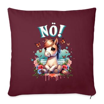 Drôle de cheval qui dit non ! pour les amoureux des chevaux - Housse de coussin décorative 45 x 45 cm - bordeaux - Devant