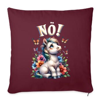 Drôle de cheval qui dit non ! pour les amoureux des chevaux - Housse de coussin décorative 45 x 45 cm - bordeaux - Devant