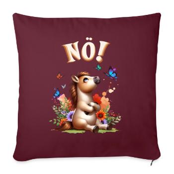 Drôle de cheval qui dit non ! pour les amoureux des chevaux - Housse de coussin décorative 45 x 45 cm - bordeaux - Devant