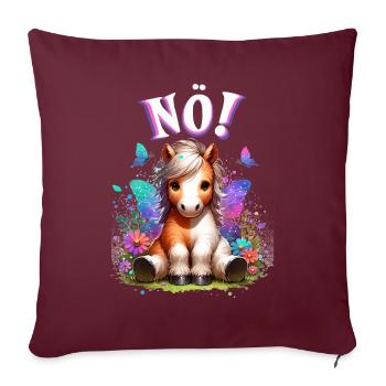 Drôle de cheval qui dit non ! pour les amoureux des chevaux - Housse de coussin décorative 45 x 45 cm - bordeaux - Devant