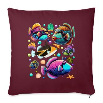 Humuhumunukunukuapua’a Pousseur de récif hawaïen - Housse de coussin décorative 45 x 45 cm - bordeaux - Devant