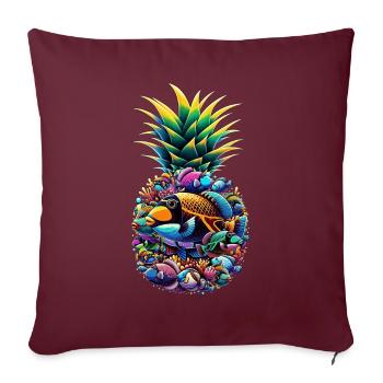 Humuhumunukunukuapua’a Pousseur de récif hawaïen - Housse de coussin décorative 45 x 45 cm - bordeaux - Devant