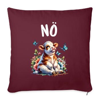 Vache disant non pour les garçons et les filles - Housse de coussin décorative 45 x 45 cm - bordeaux - Devant