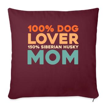 Husky sibérien - Housse de coussin décorative 45 x 45 cm - bordeaux - Devant