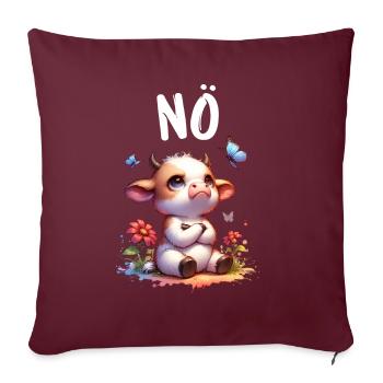 Vache disant non pour les garçons et les filles - Housse de coussin décorative 45 x 45 cm - bordeaux - Devant