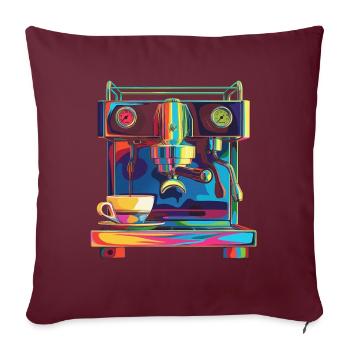 Cafetière Barista Pop Art - Housse de coussin décorative 45 x 45 cm - bordeaux - Devant