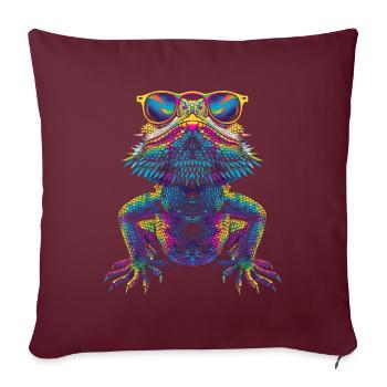Lunettes de soleil Reptile Dragon Lézard Barbu Pop Art - Housse de coussin décorative 45 x 45 cm - bordeaux - Devant