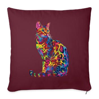 Chat du Bengale Pop Art - Housse de coussin décorative 45 x 45 cm - bordeaux - Devant