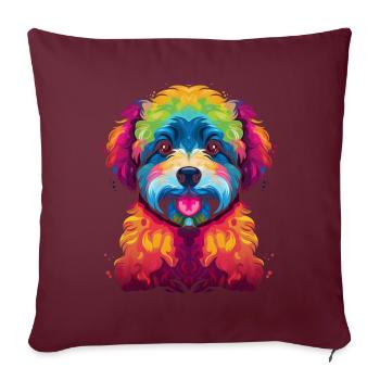 Bichon frisé Chien Pop Art - Housse de coussin décorative 45 x 45 cm - bordeaux - Devant