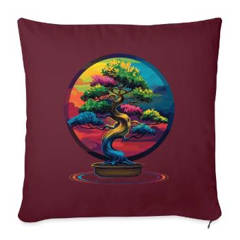Bonsaï Japonais Zen Pop Art - Housse de coussin décorative 45 x 45 cm - bordeaux - Devant