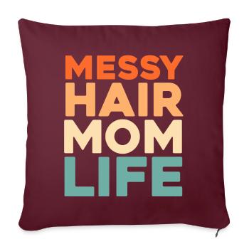 Maman Maman Chignon Désordonné Vie de Maman - Housse de coussin décorative 45 x 45 cm - bordeaux - Devant