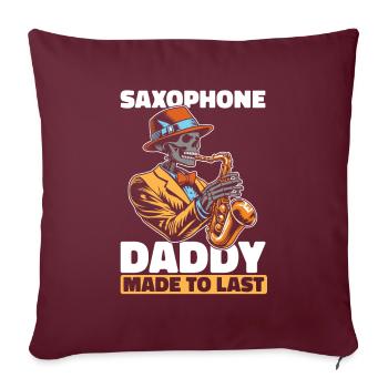 Saxophone Saxophone Squelette Fête des Pères Papa - Housse de coussin décorative 45 x 45 cm - bordeaux - Devant