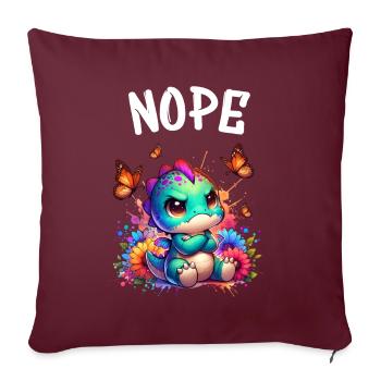 Dinosaure disant non aux garçons et aux filles - Housse de coussin décorative 45 x 45 cm - bordeaux - Devant