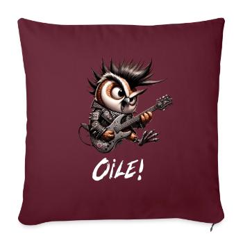 Punker Eule - Oile - Oi Punk - Sofakissenbezug 45 x 45 cm - Burgunderrot - Vorne