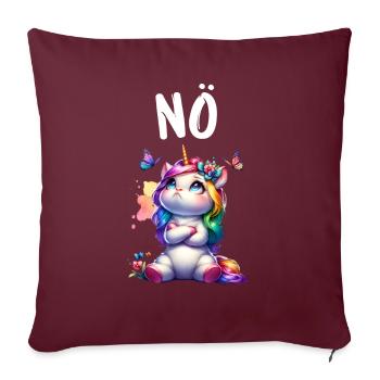 Licorne disant non garçon et fille créature mythique - Housse de coussin décorative 45 x 45 cm - bordeaux - Devant
