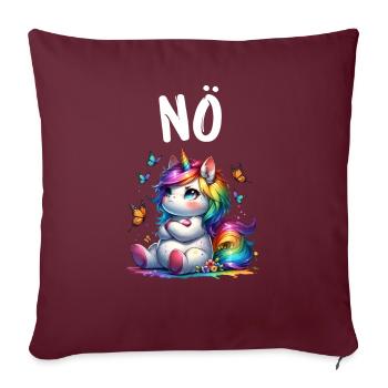Licorne disant non garçon et fille créature mythique - Housse de coussin décorative 45 x 45 cm - bordeaux - Devant