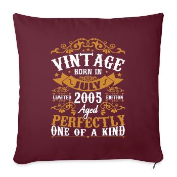 Né en juillet 2005 Cadeau Anniversair juillet 2005 - Housse de coussin décorative 45 x 45 cm - bordeaux - Devant