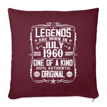 Né en Juillet 1960 Anniversaire 1960 Juillet 1960 - Housse de coussin décorative 45 x 45 cm - bordeaux - Devant