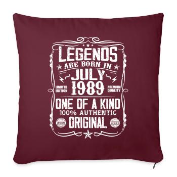 Né en Juillet 1989 Anniversaire 1989 Juillet 1989 - Housse de coussin décorative 45 x 45 cm - bordeaux - Devant