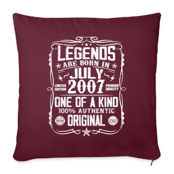 Né en Juillet 2007 Anniversaire 2007 Juillet 2007 - Housse de coussin décorative 45 x 45 cm - bordeaux - Devant