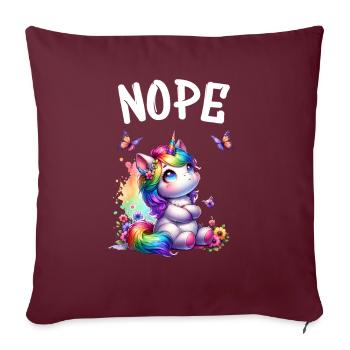 Licorne disant non garçon et fille créature mythique - Housse de coussin décorative 45 x 45 cm - bordeaux - Devant