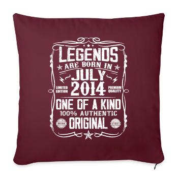 Né en Juillet 2014 Anniversaire 2014 Juillet 2014 - Housse de coussin décorative 45 x 45 cm - bordeaux - Devant