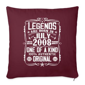 Né en Juillet 2008 Anniversaire 2008 Juillet 2008 - Housse de coussin décorative 45 x 45 cm - bordeaux - Devant