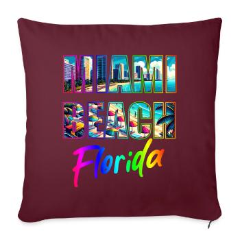 Miami Beach - Floride - Housse de coussin décorative 45 x 45 cm - bordeaux - Devant