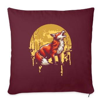 Fuchs Moon Howling - Sofakissenbezug 45 x 45 cm - Burgunderrot - Vorne