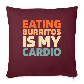 Burrito Citation cardio drôle - Housse de coussin décorative 45 x 45 cm - bordeaux - Devant